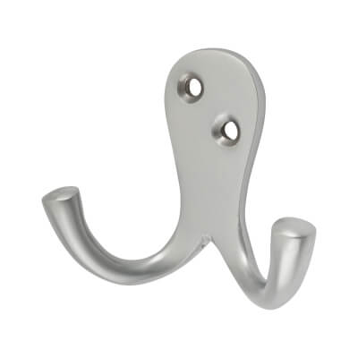 VICTORIAN DOUBLE ROBE/COAT HOOK 51MM SATIN CHROME