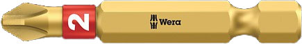 SCREWDRIVER INSERT BIT - WERA PHILLIPS PH2 X  50MM BI-TORSION EXTRA HARD (GOLD)