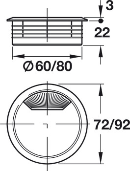 CABLE TIDY 80MM LIGHT GREY