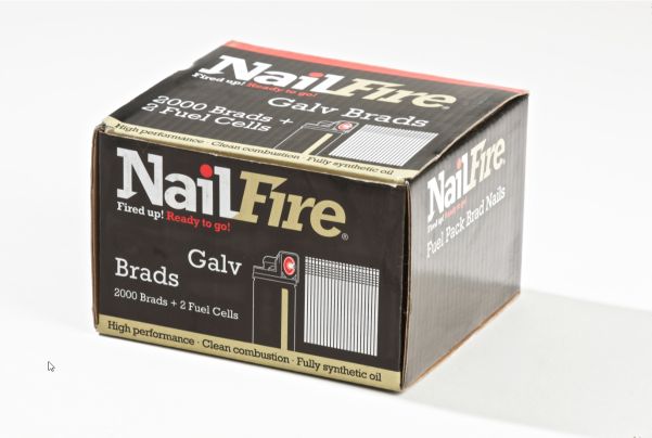 NAILFIRE 2ND FIX STRAIGHT E-GALV BRAD & FUEL PACK 19MM (TUB OF 2000)