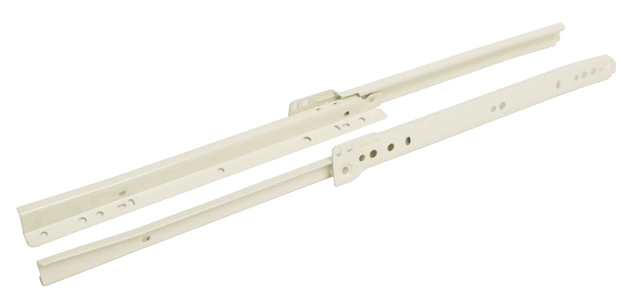 ROLLER DRAWER RUNNERS BOTTOM FIX - SINGLE EXTENSION 500MM 25KG CAPACITY WHITE (PAIR)