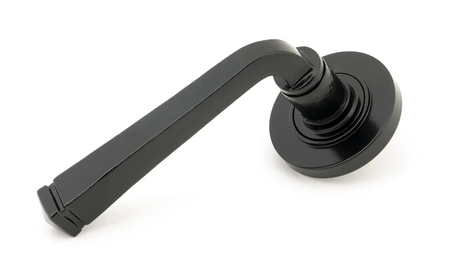 FTA 45623 BLACK AVON ROUND LEVER ON ROSE SET (PLAIN)