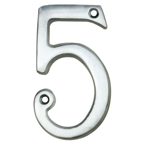 ARCHITECTURAL FACE-FIX NUMERAL 76MM (3") NO.5 SATIN CHROME