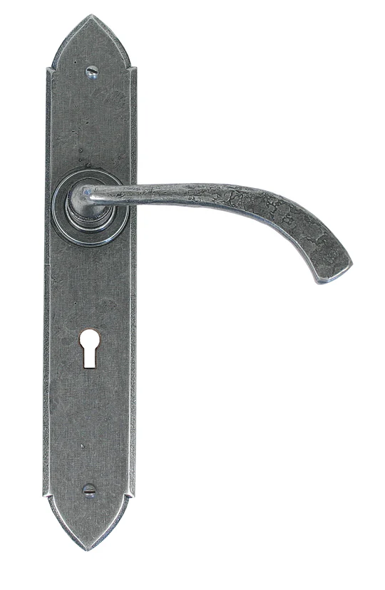 FTA 33634 PEWTER GOTHIC CURVED SPRUNG LEVER LOCK SET