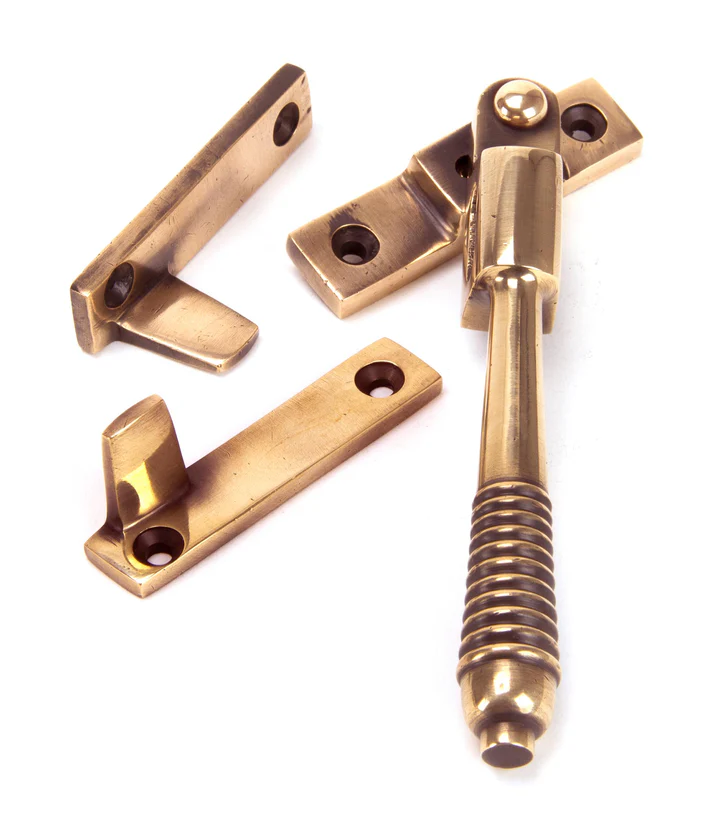 FTA 91941 POLISHED BRONZE NIGHT-VENT LOCKING REEDED FASTENER
