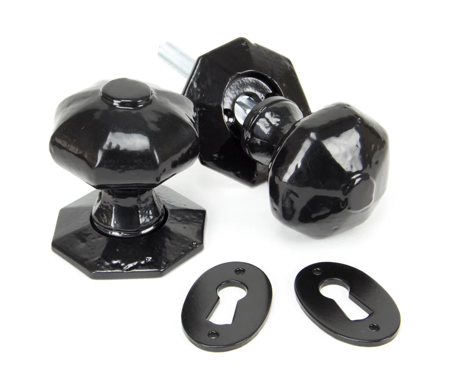 FTA 33250 BLACK OCTAGONAL MORTICE/RIM KNOB SET