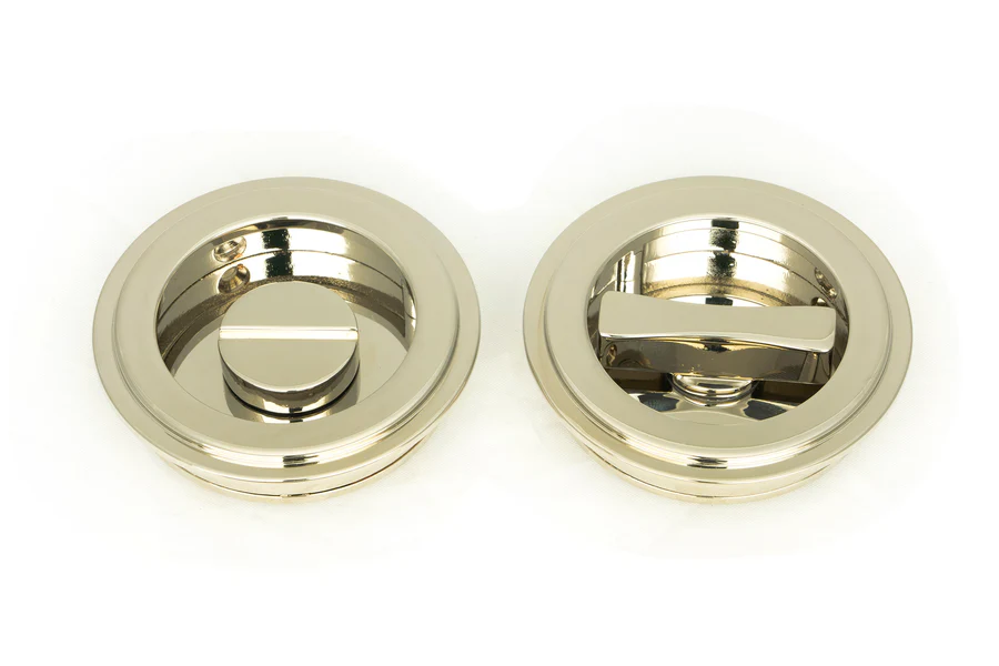 FTA 50164 POLISHED NICKEL 60MM ART DECO ROUND PULL - PRIVACY SET