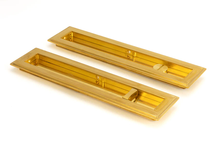 FTA 47162 POLISHED BRASS 250MM ART DECO RECTANGULAR PULL - PRIVACY SET