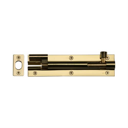 NECKED BARREL BOLT  75MM X 25MM (3" X 1") POLISHED BRASS