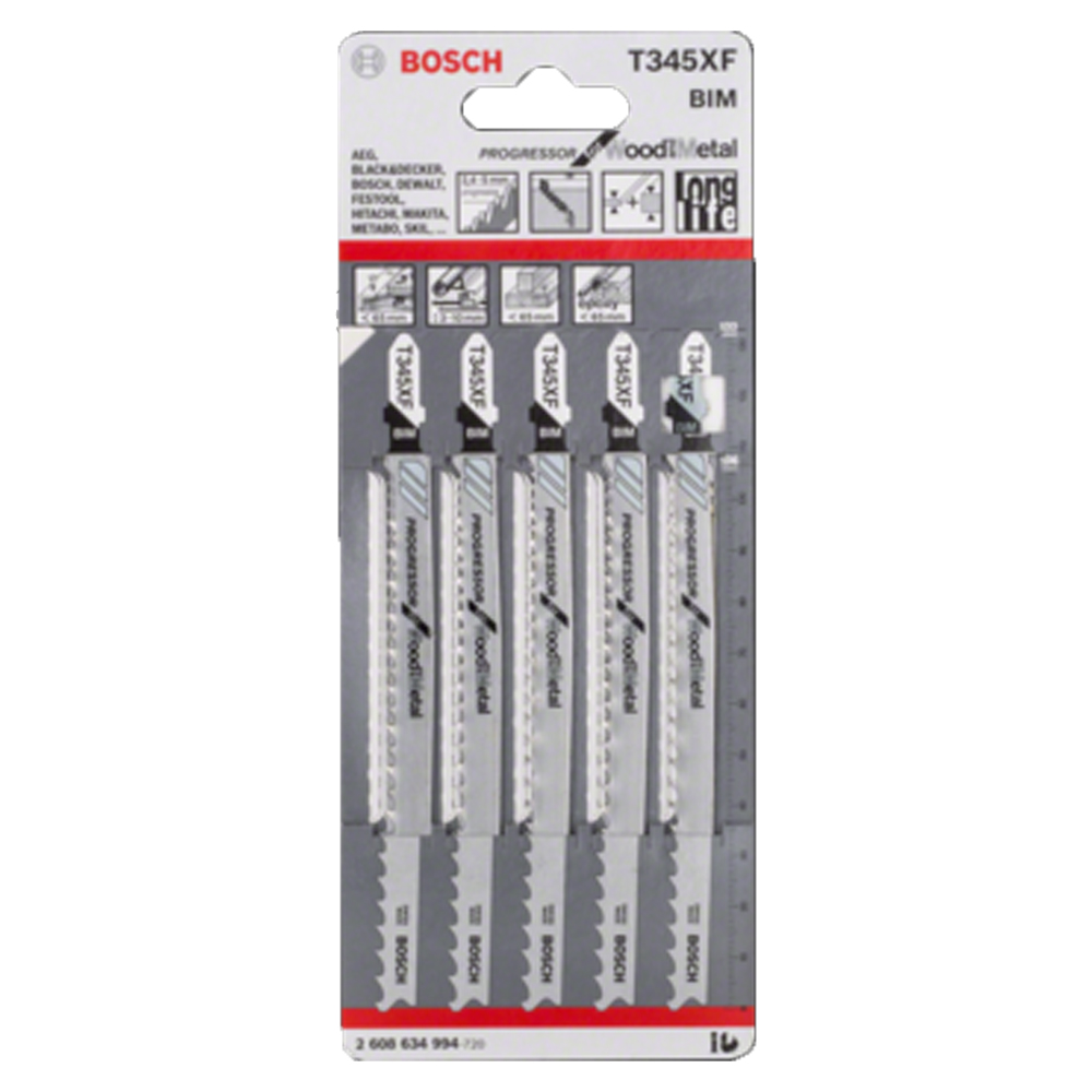 JIGSAW BLADES - PROGRESSOR FOR WOOD & METAL T345XF (PACK OF 5)