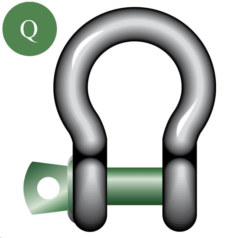 BOW SHACKLE GREEN PIN - 6.5 TONNES