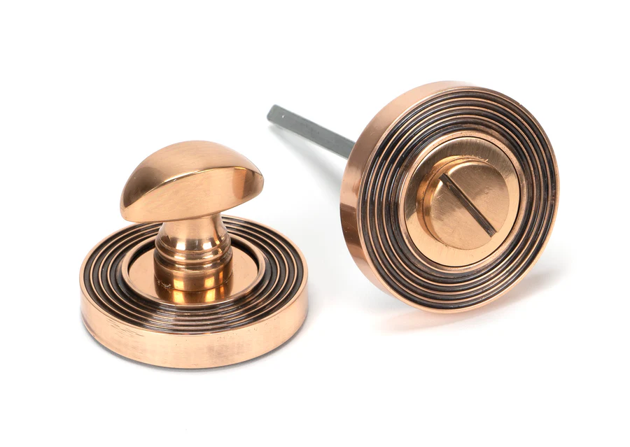 FTA 46111 POLISHED BRONZE ROUND THUMBTURN SET (BEEHIVE)