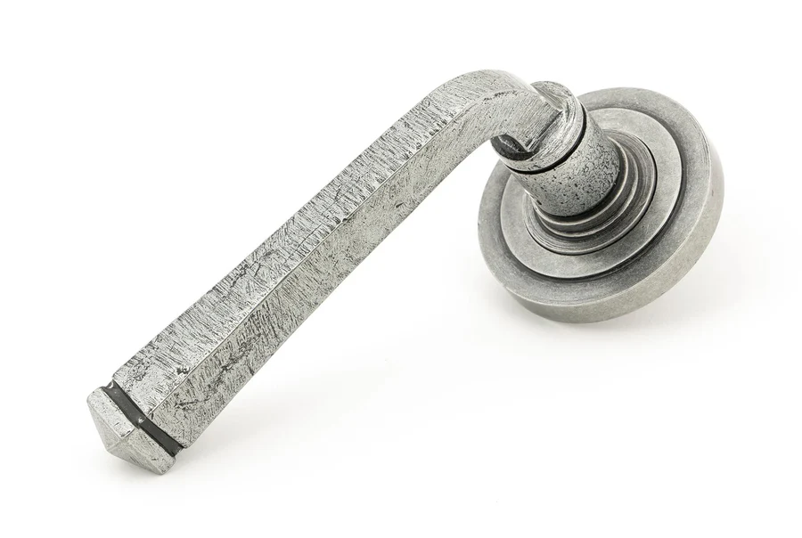 FTA 49966 PEWTER AVON ROUND LEVER ON ROSE SET (ART DECO) - UNSPRUNG