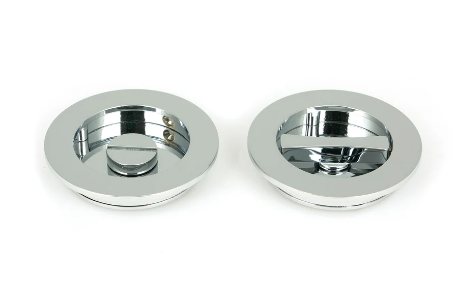 FTA 47190 POLISHED CHROME 75MM PLAIN ROUND PULL - PRIVACY SET