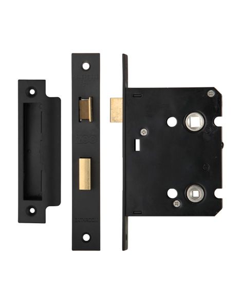 CONTRACT BATHROOM MORTICE SASHLOCK 76MM (3") BLACK