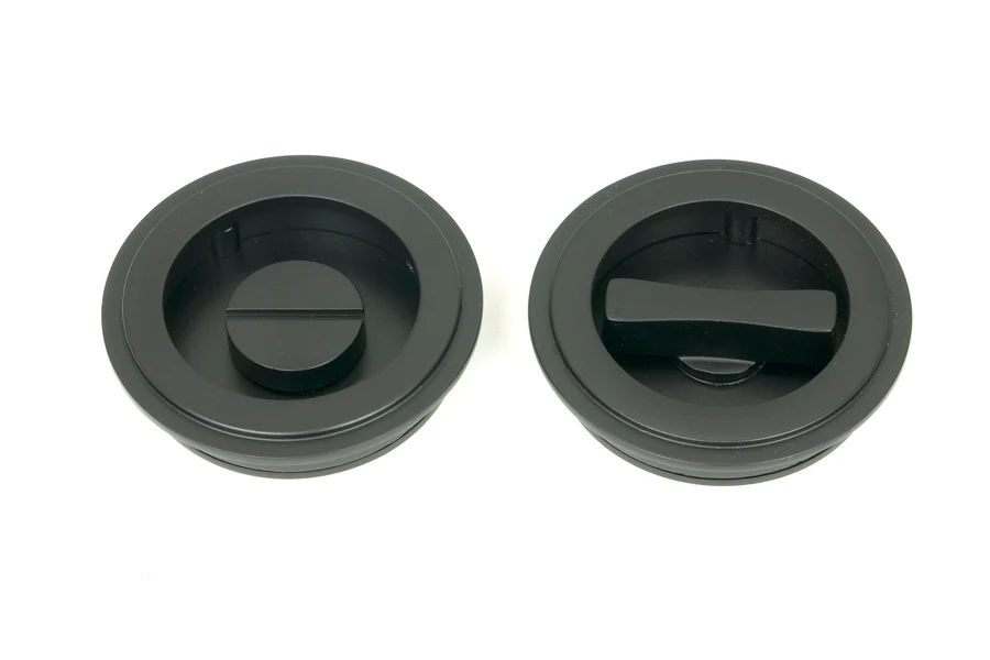 FTA 50218 MATT BLACK 60MM ART DECO ROUND PULL - PRIVACY SET