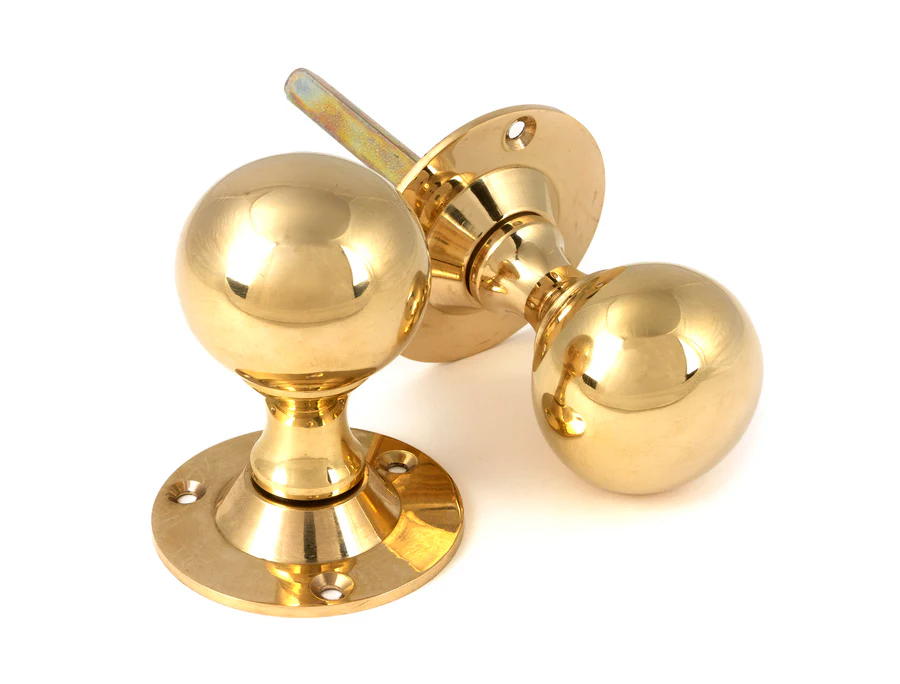 FTA 83630 POLISHED BRASS BALL MORTICE KNOB SET