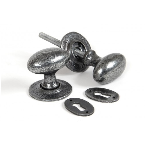 FTA 33644 PEWTER OVAL MORTICE/RIM KNOB SET