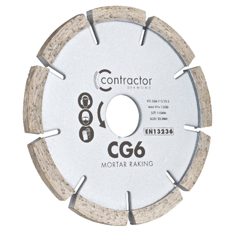 OX SPECTRUM DIAMOND BLADE - CONTRACTOR CG6 MORTAR RAKE 115 X 6.0 X 22.23MM  