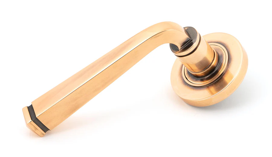 FTA 46093 POLISHED BRONZE AVON ROUND LEVER ON ROSE SET (PLAIN)