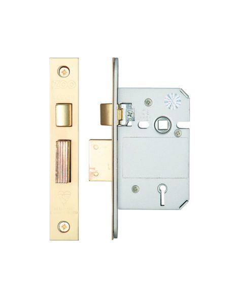 BRITISH STANDARD 5-LEVER SASHLOCK 64MM (2½") POLISHED BRASS