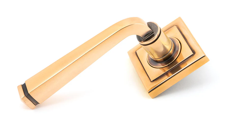 FTA 46096 POLISHED BRONZE AVON ROUND LEVER ON ROSE SET (SQUARE)