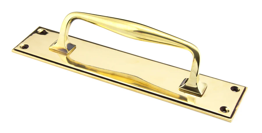 FTA 45379 AGED BRASS 300MM ART DECO PULL HANDLE ON BACKPLATE