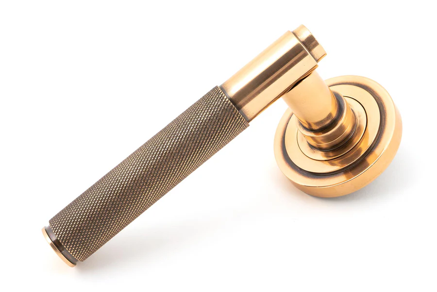 FTA 50104 POLISHED BRONZE BROMPTON LEVER ON ROSE SET (ART DECO) - UNSPRUNG