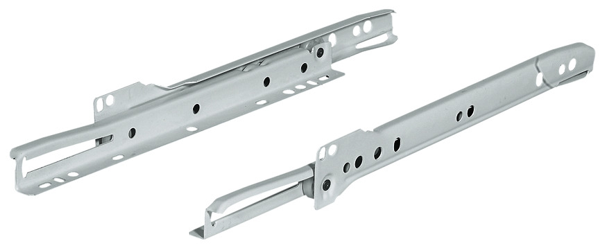 ROLLER DRAWER RUNNERS BOTTOM FIX - SINGLE EXTENSION 600MM 25KG CAPACITY WHITE (PAIR)