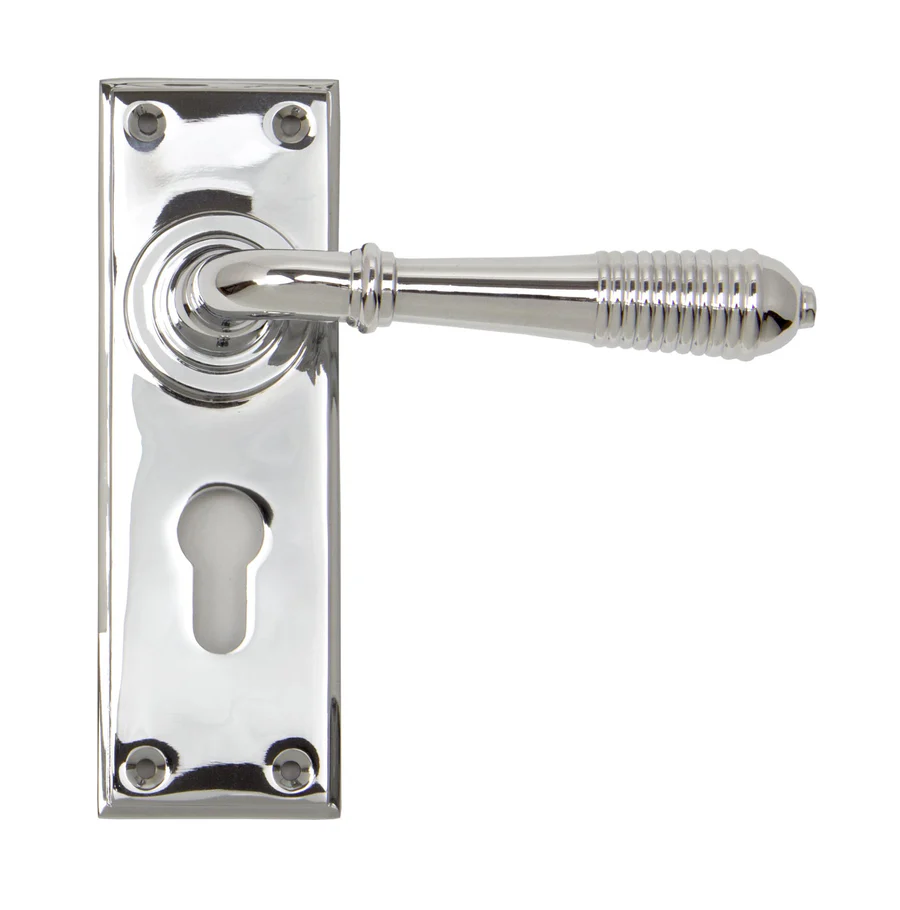 FTA 33309 POLISHED CHROME REEDED LEVER EURO LOCK SET