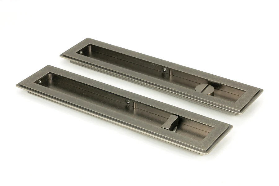 FTA 50175 PEWTER 250MM ART DECO RECTANGULAR PULL - PRIVACY SET