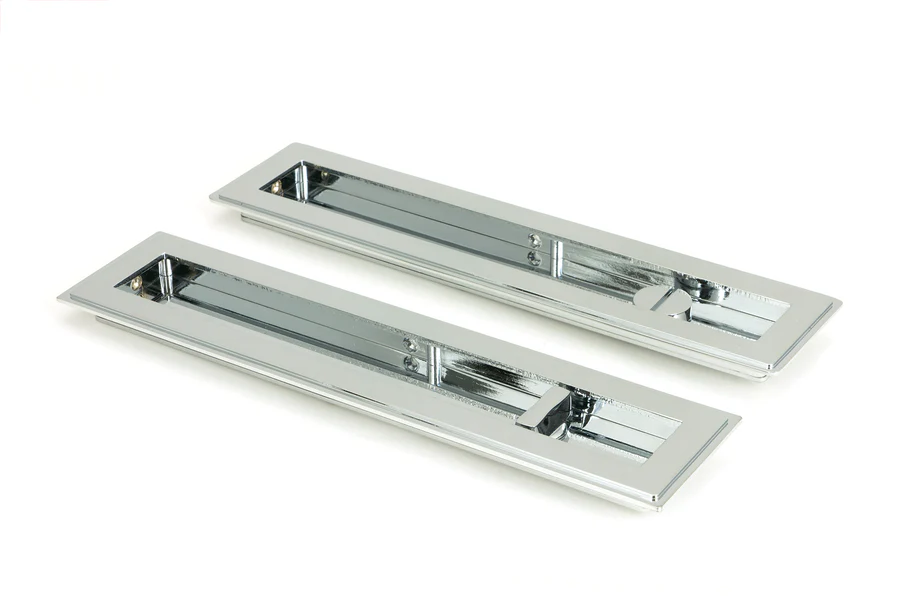 FTA 47180 POLISHED CHROME 250MM ART DECO RECTANGULAR PULL -PRIVACY SET