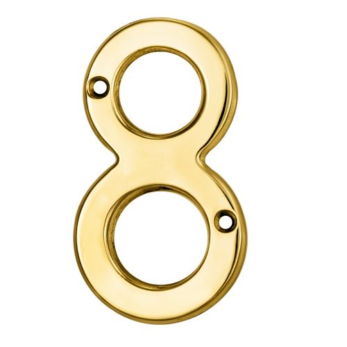 ARCHITECTURAL FACE-FIX NUMERAL 76MM (3") NO.8 POLISHED BRASS