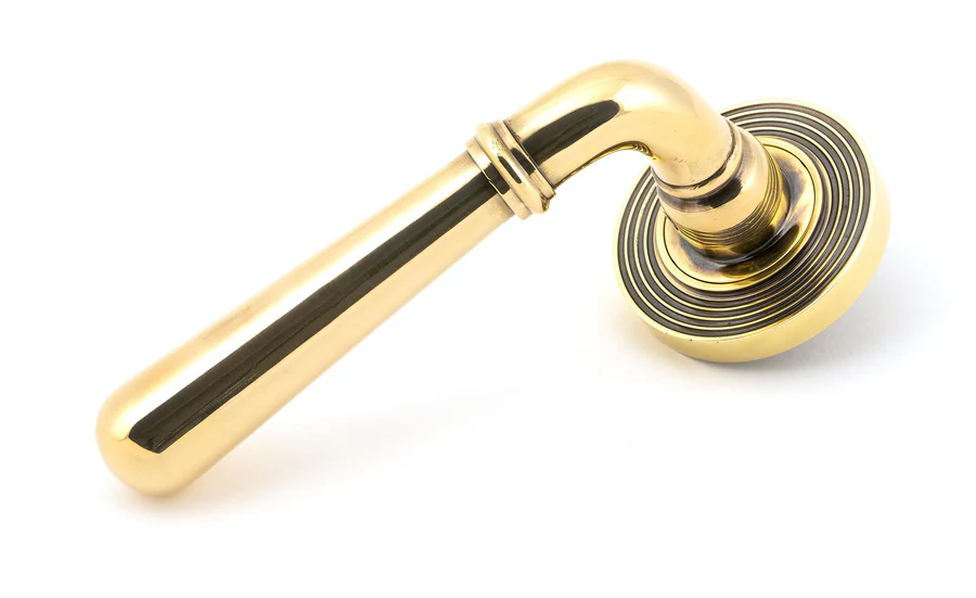 FTA 50019 AGED BRASS NEWBURY LEVER ON ROSE SET (BEEHIVE) - UNSPRUNG
