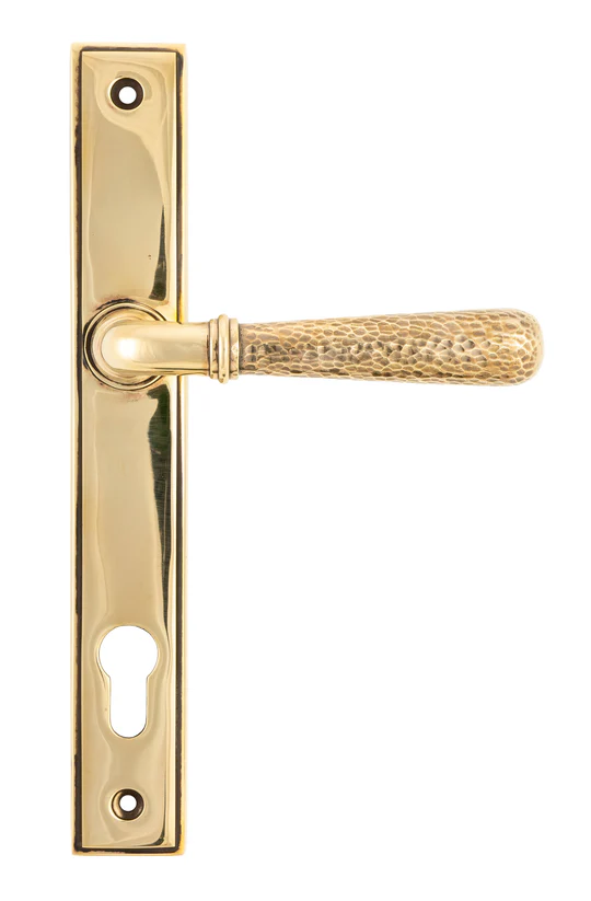 FTA 45498 AGED BRASS HAMMERED NEWBURY SLIMLINE ESPAG. LOCK SET