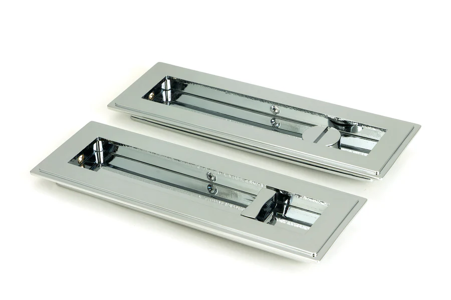 FTA 47179 POLISHED CHROME 175MM ART DECO RECTANGULAR PULL -PRIVACY SET