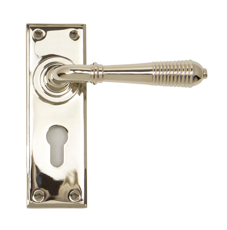 FTA 33327 POLISHED NICKEL REEDED LEVER EURO LOCK SET