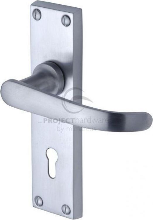 VICTORIAN STRAIGHT LEVER LOCK ON PLATE SATIN CHROME