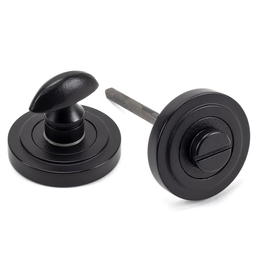 FTA 49545 MATT BLACK ROUND THUMBTURN SET (ART DECO)