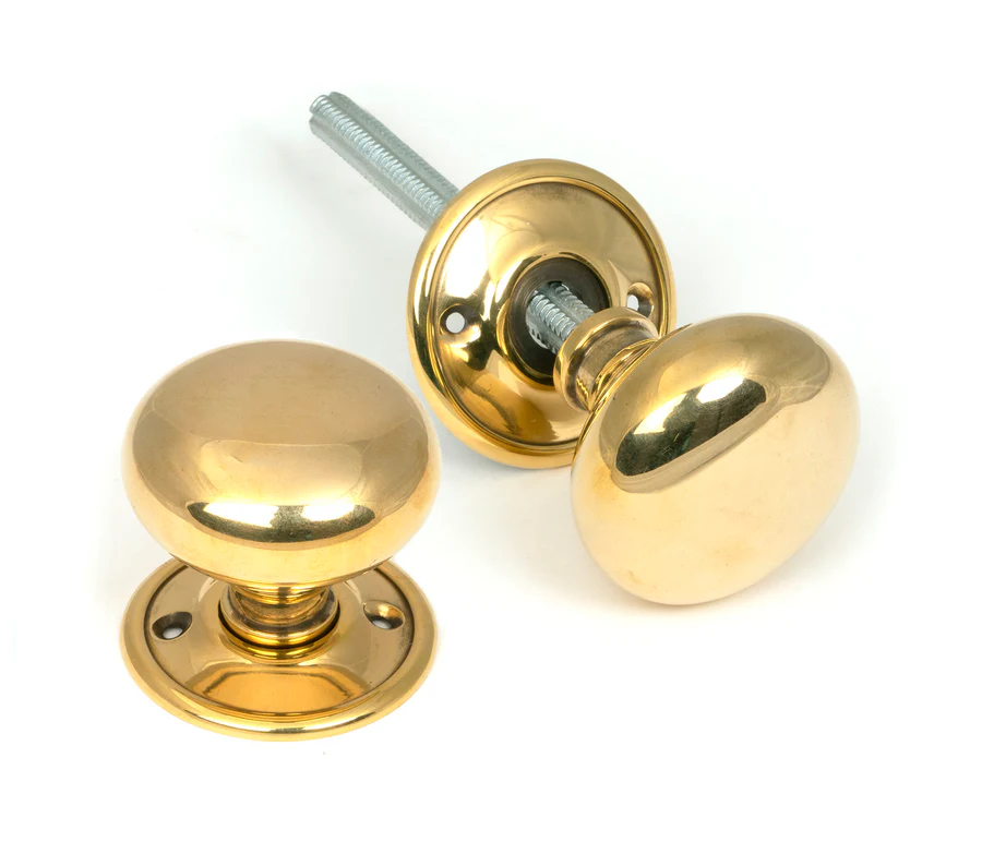 FTA 46681 AGED BRASS MUSHROOM MORTICE/RIM KNOB SET
