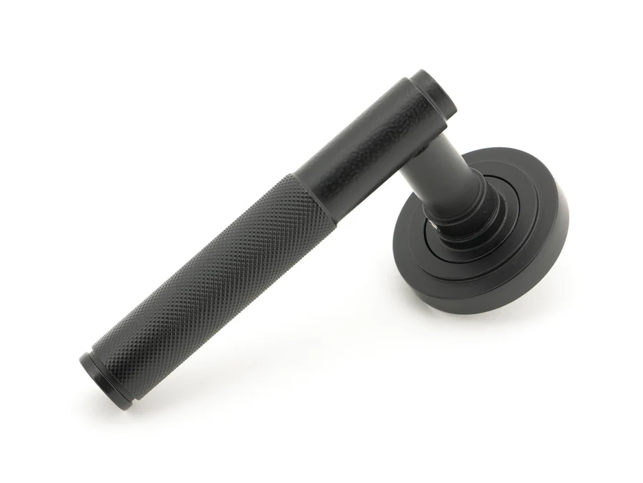 FTA 50010 MATT BLACK BROMPTON LEVER ON ROSE SET (ART DECO) - UNSPRUNG