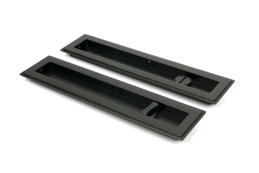 FTA 50121 AGED BRONZE 250MM ART DECO RECTANGULAR PULL - PRIVACY SET