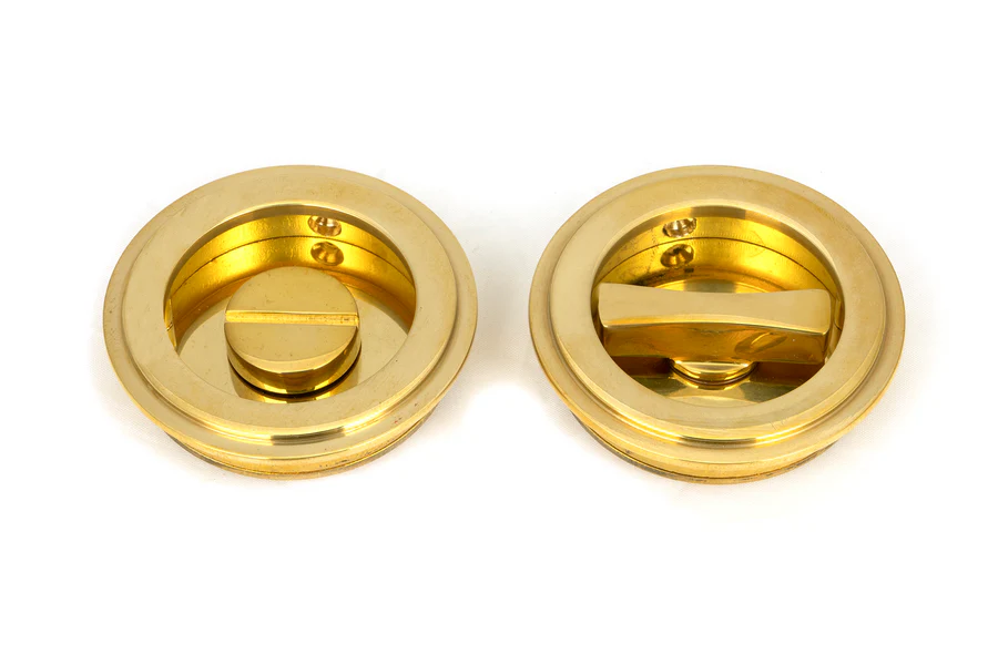 FTA 50147 POLISHED BRONZE 75MM ART DECO ROUND PULL - PRIVACY SET