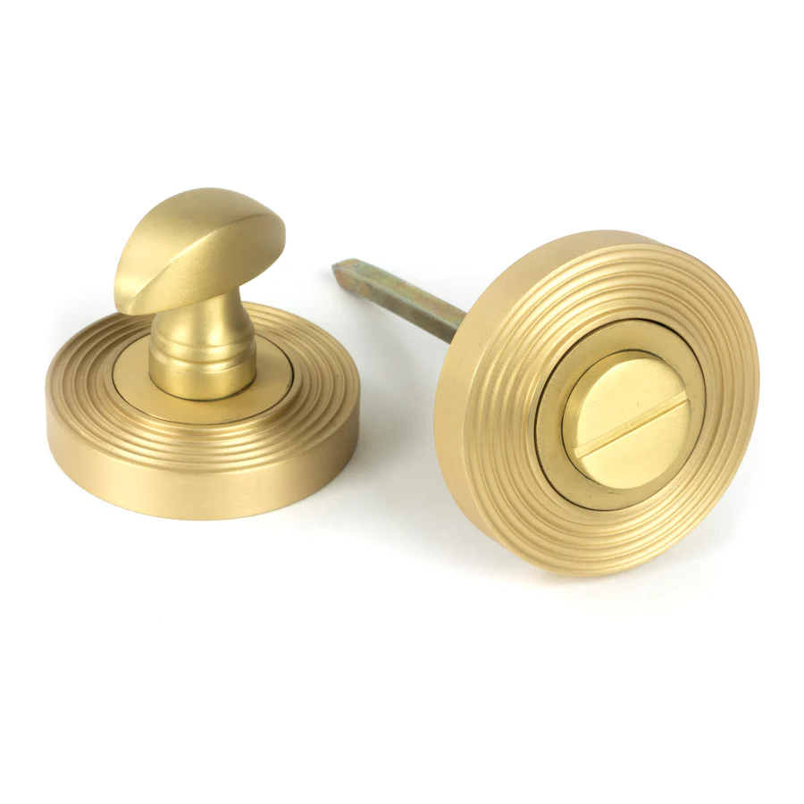 FTA 50882 SATIN BRASS ROUND THUMBTURN SET (BEEHIVE)