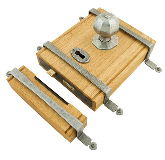 FTA 33004 PEWTER OAK BOX LOCK & OCTAGONAL KNOB SET