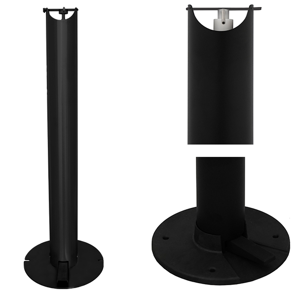 BLACK POWDER COATED ALUMINIUM POST HAND SANITISER DISPENSER