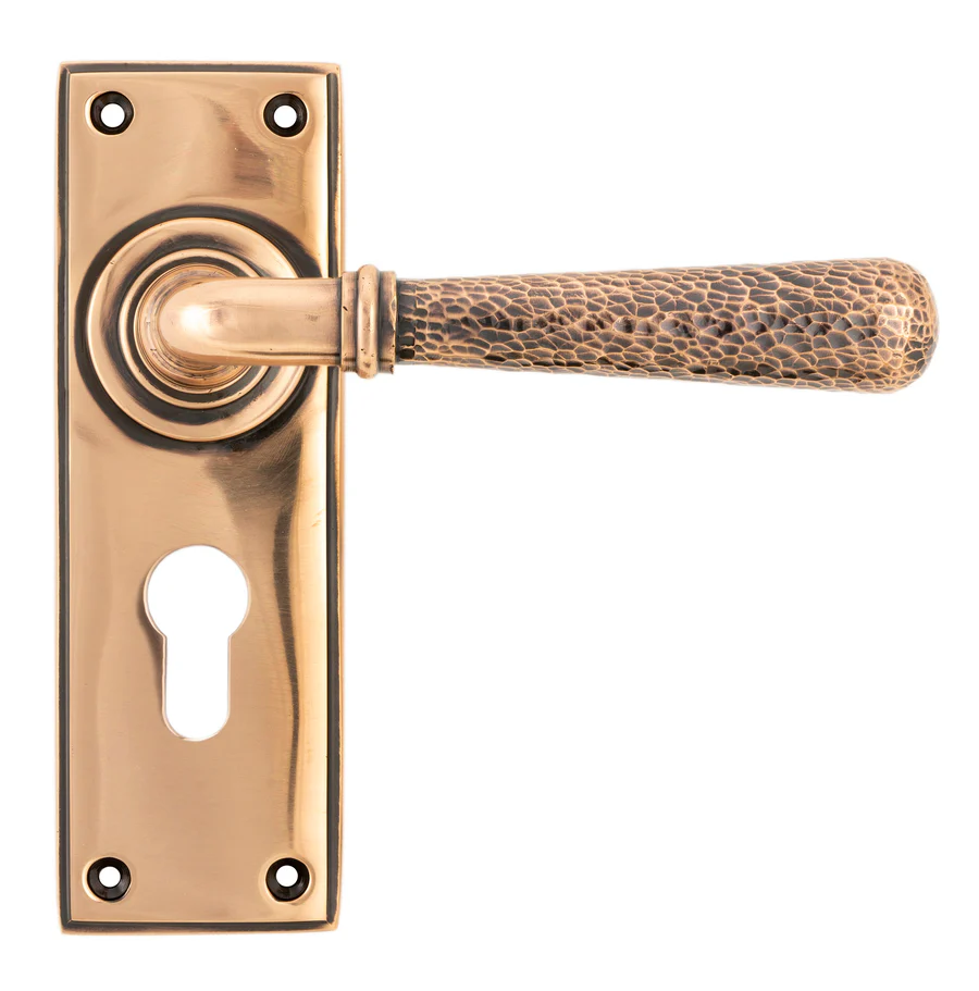 FTA 46228 POLISHED BRONZE HAMMERED NEWBURY LEVER EURO LOCK SET