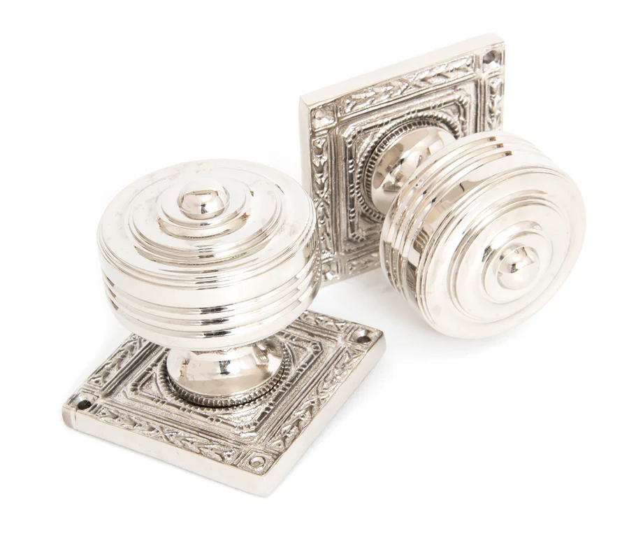 FTA 83859 POLISHED NICKEL TEWKESBURY SQUARE MORTICE KNOB SET