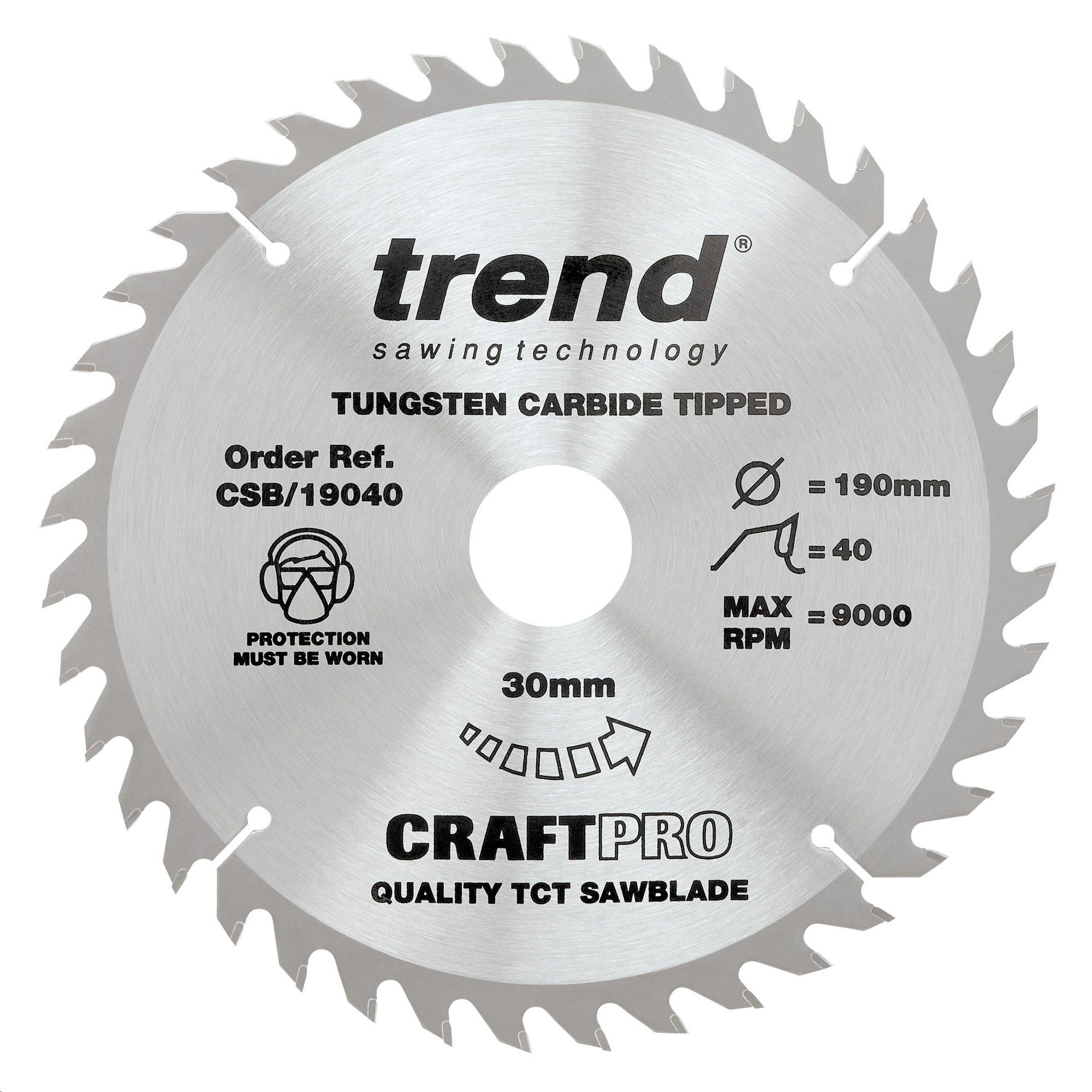 CRAFT PRO CIRCULAR SAW BLADE TCT 190 X 30 X 40T MEDIUM FINISH