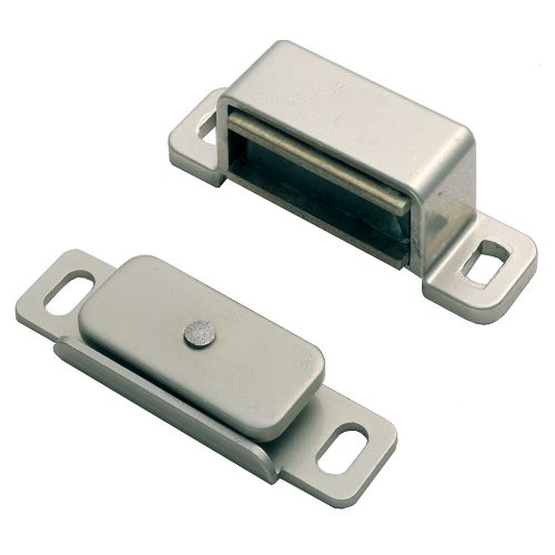 ARCHITECTURAL MAGNETIC CATCH 46 X 15 X 14MM (6KG PULL) NICKEL PLATED